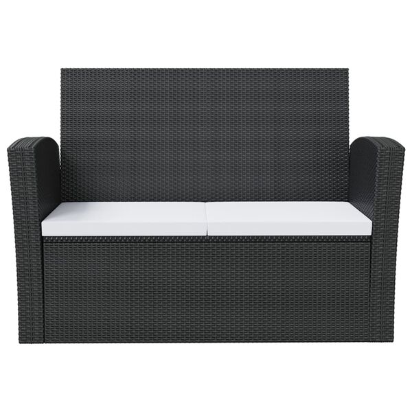 vidaXL 8-tlg. Garten-Lounge-Set mit Kissen Poly Rattan Schwarz