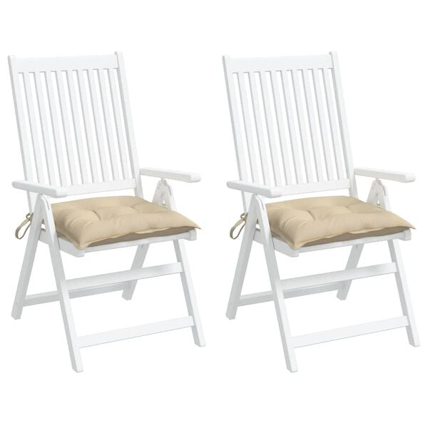 vidaXL Stuhlkissen 2 Stk. Beige 40x40x7 cm Oxford-Gewebe