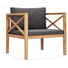 vidaXL 7-tlg. Garten-Lounge-Set mit Grauen Kissen Massivholz Teak