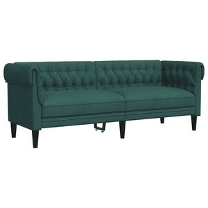 vidaXL Chesterfield-Sofa 3-Sitzer Dunkelgr&uuml;n Stoff