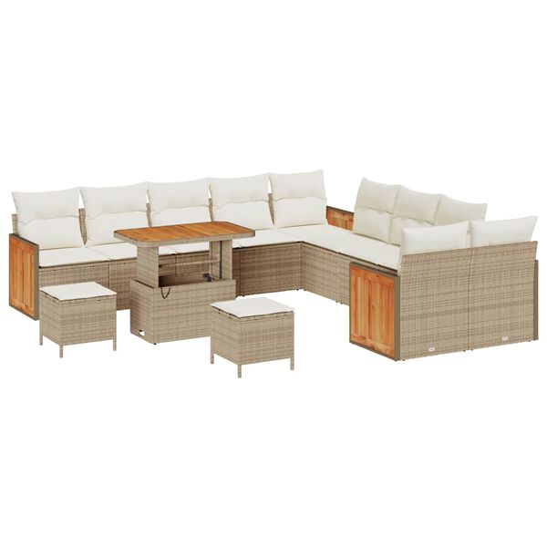 vidaXL Gartensofa-set mit Kissen 13 pcs Beige und Creme