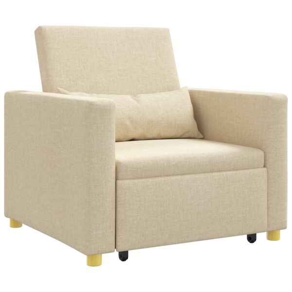 vidaXL Ausziehbare Schlafcouch Einzel Creme 90 x 165 x 87 cm Stoff