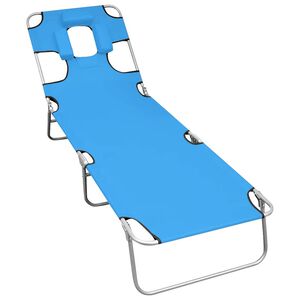 vidaXL Klappbare Sonnenliege mit Kopfkissen Stahl T&uuml;rkisblau