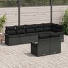 vidaXL Gartensofa-set mit Kissen 8 pcs Schwarz Poly-Rattan