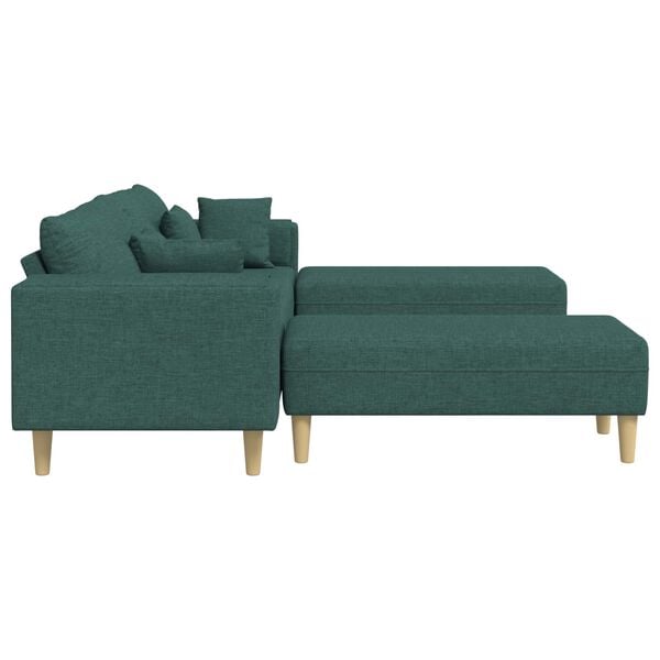 vidaXL Sofa mit Kissen 3 pcs Dunkelgrün Stoff