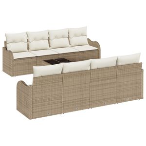 vidaXL Garten-Sofa-Set mit Kissen mit Speicher 9 pcs Beige und Creme
