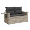 vidaXL 7-tlg. Garten-Sofagarnitur mit Kissen Hellgrau Poly Rattan