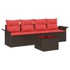 vidaXL Sofa Set 5 stk. Braun Poly-Rattan