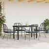 vidaXL 5-tlg. Garten-Essgruppe mit Kissen Schwarz Poly Rattan Glas