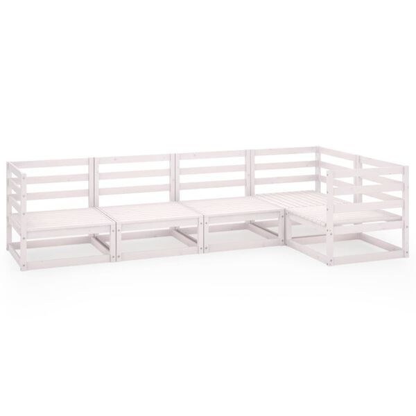 vidaXL 5-tlg. Garten-Lounge-Set Wei&szlig; Massivholz Kiefer
