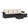 vidaXL 6-tlg. Garten-Sofagarnitur mit Kissen Schwarz Poly Rattan
