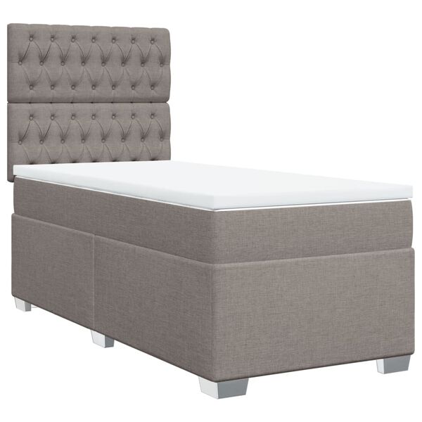vidaXL Boxspringbett mit Matratze Taupe 100x200 cm Stoff