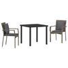 vidaXL Garten Essgruppe 3 stk. Grau Poly-Rattan