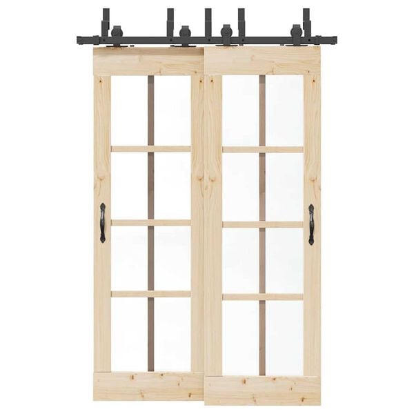 vidaXL Schiebetürbeschlag-Set 152,5 cm Stahl Schwarz