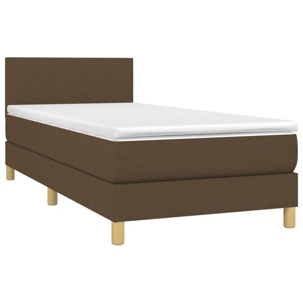 vidaXL Boxspringbett mit Matratze & LED Dunkelbraun 80x200 cm Stoff