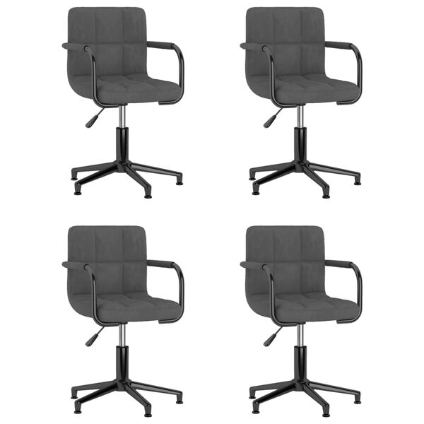 vidaXL Esszimmerst&uuml;hle 4 Stk. Drehbar Dunkelgrau Samt