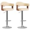 vidaXL Barhocker 2 Stk. Creme Bugholz und Kunstleder