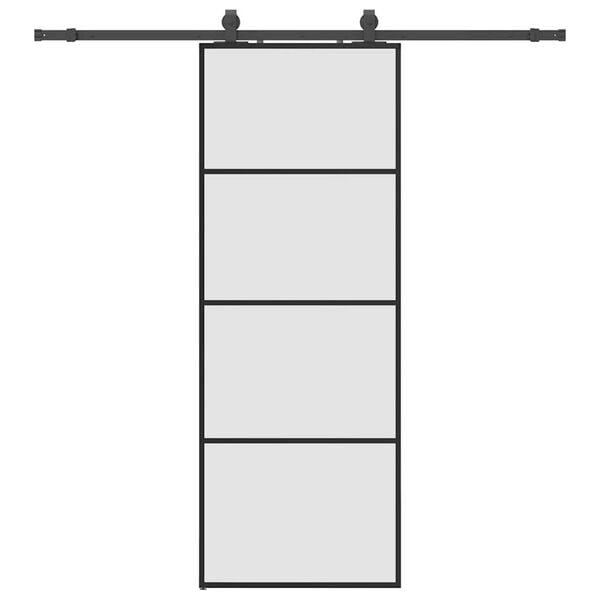 vidaXL Schiebet&uuml;r mit Beschlag Schwarz 76x205 cm ESG-Glas