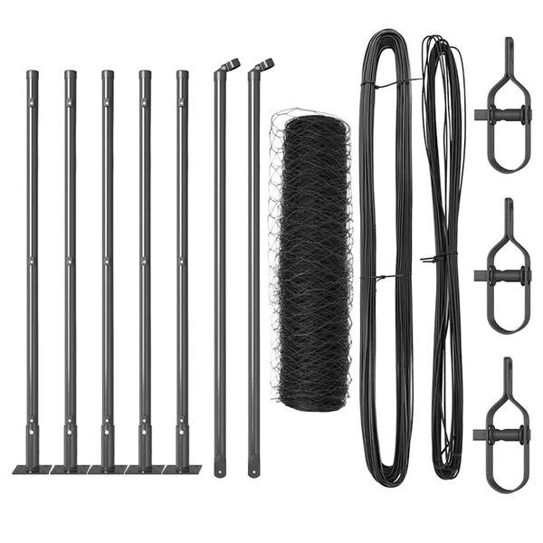 vidaXL Zaunpfosten Grau 10 x 0,5 m (36 mm Mesh) Stahl und PVC