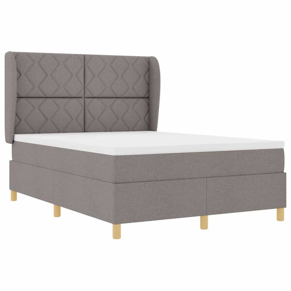 vidaXL Boxspringbett mit Matratze Dunkelgrau 90x190 cm Taupe Stoff