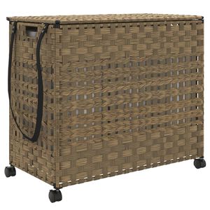 vidaXL W&auml;schekorb mit Rollen 66x35x60 cm Rattan