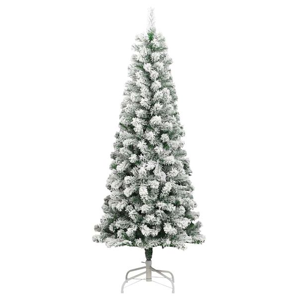 vidaXL K&uuml;nstlicher klappbarer Weihnachtsbaum Gr&uuml;n und Wei&szlig; 210 cm