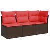 vidaXL Gartensofa mit Kissen 3-Sitzer Braun Poly Rattan