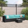 vidaXL 5-tlg. Garten-Lounge-Set mit Kissen Schwarz Poly Rattan
