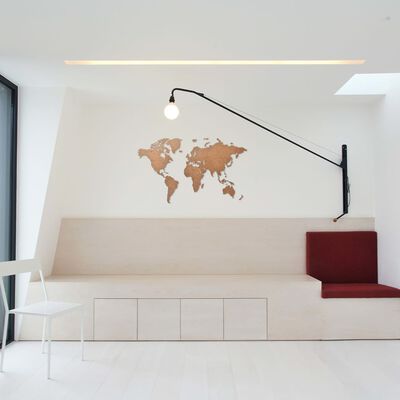 MiMi Innovations Weltkarte-Wanddeko aus Holz Luxury Braun 90×54 cm