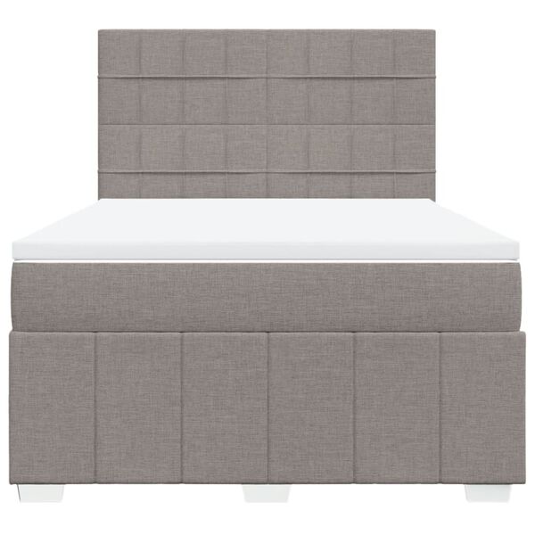 vidaXL Boxspringbett mit Matratze Taupe 140x200 cm Stoff