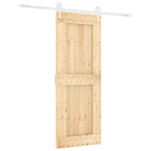 vidaXL Schiebet&uuml;r Nat&uuml;rlich und Wei&szlig; 80 x 210 cm Massivkiefer
