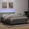 vidaXL Boxspringbett mit Matratze & LED Hellgrau 160x220 cm Samt
