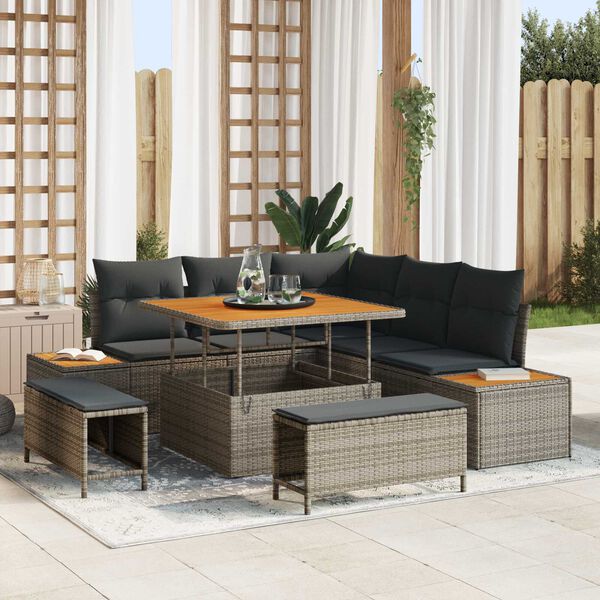 vidaXL Gartensofa-set 8 pcs Grau Poly-Rattan