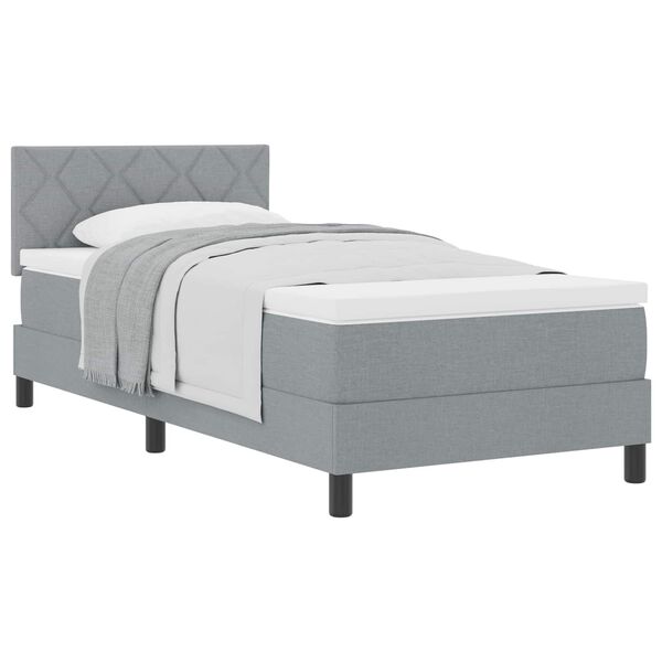vidaXL Boxspringbett mit Matratze Hellgrau 90 x 200 cm Stoff