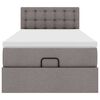 vidaXL Ottoman-Bett mit Matratze & LEDs Taupe 90x190 cm Stoff