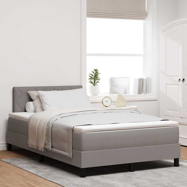 vidaXL Boxspringbett mit Matratze Taupe 120 x 200 cm Stoff