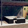 vidaXL 12-tlg. Garten-Lounge-Set mit Kissen Schwarz Poly Rattan