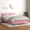vidaXL Boxspringbett mit Matratze & LED Rosa 160x220 cm Samt