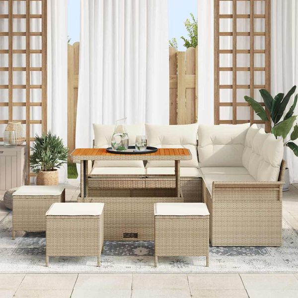 vidaXL Garten-Sofa-Set 9 pcs Beige Poly-Rattan