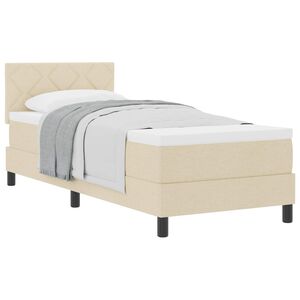 vidaXL Boxspringbett mit Matratze mit Kopfteil Creme 80 x 200 cm Stoff