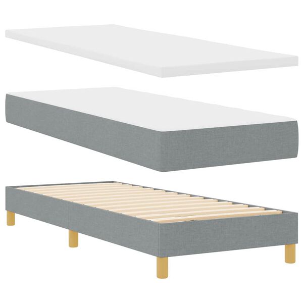 vidaXL Boxspringbett mit Matratze Hellgrau 80 x 200 cm Stoff