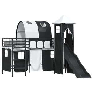 vidaXL Kinderloftbett Schwarz 74,5 x 190 cm Metall