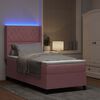 vidaXL Boxspringbett mit Matratze mit LED Rosa 90 x 200 cm Samt