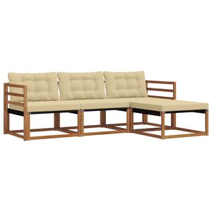vidaXL Outdoor-Sofagarnitur mit Kissen 4 pcs Natur und Beige
