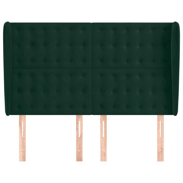 vidaXL Kopfteil mit Ohren Dunkelgr&uuml;n 147x23x118/128 cm Samt