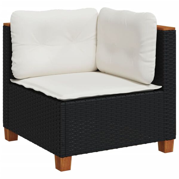 vidaXL 9-tlg. Garten-Sofagarnitur mit Kissen Schwarz Poly Rattan