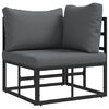 vidaXL Garten-Sofa-Set mit Kissen 3 pcs Schwarz Aluminium