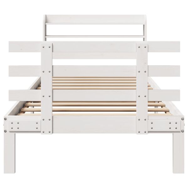vidaXL Bettgestell mit Kopfteil ohne Matratze Weiß 90x190 cm