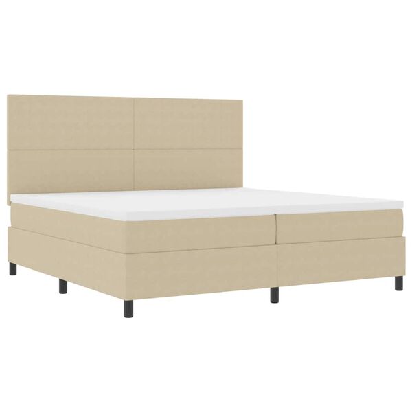 vidaXL LED Boxspringbett Hellgrau und Wei&szlig; 200 x 200 cm Cordstoff