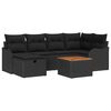 vidaXL Garten-Sofa-Set mit Kissen 7 pcs Schwarz Poly Rattan